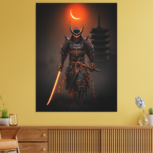 Cyberpunk Samurai Futuristic Warrior Canvas Print (Insitu(LivingRoom))