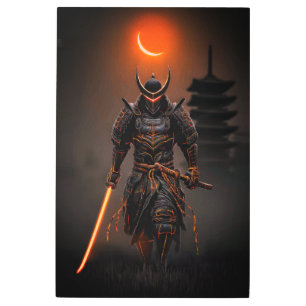 Cyberpunk Samurai Futuristic Warrior Metal Print
