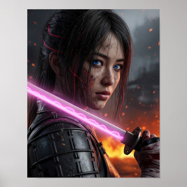 Cyberpunk Samurai Girl Poster (Front)