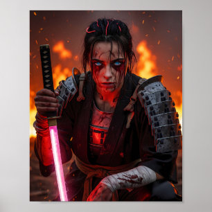 Cyberpunk Samurai Girl Poster