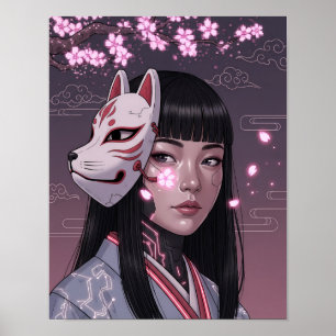 Cyberpunk Samurai Girl Poster