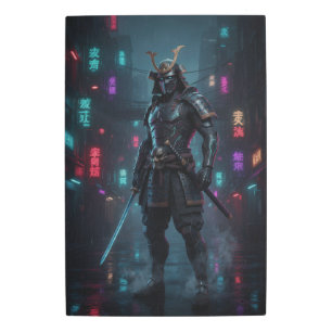 Cyberpunk Samurai Warrior Futuristic Sci-Fi Metal Print