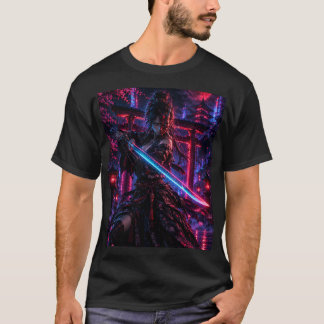 Cyberpunk Samurai Woman  – Neon Ronin T-Shirt