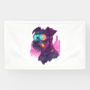 Cyberpunk Schnauzer – Futuristic Neon Dog Banner