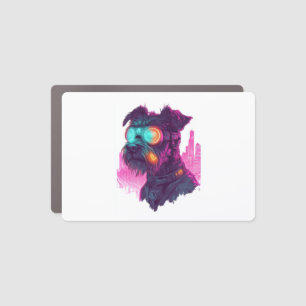 Cyberpunk Schnauzer � Futuristic Neon Dog Car Magnet