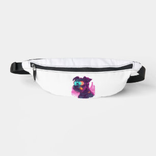 Cyberpunk Schnauzer � Futuristic Neon Dog Fanny Pack