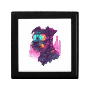 Cyberpunk Schnauzer � Futuristic Neon Dog Gift Box
