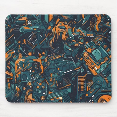 Cyberpunk seamless  pattern mouse pad