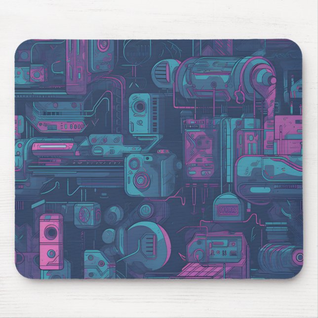 Cyberpunk seamless  pattern mouse pad (Front)