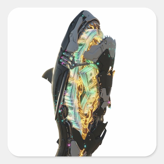 Cyberpunk Shark Neon Glitch Sticker | サイバーパンクサメ  (Front)