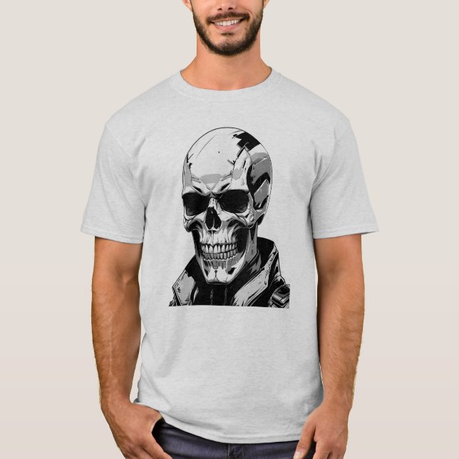 Cyberpunk Skull Futuristic Graphic Tee Design (Front)