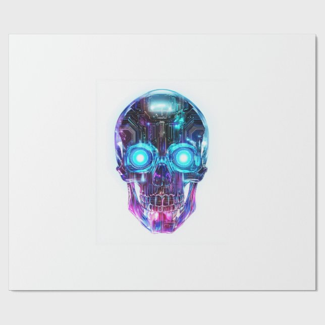 Cyberpunk Skull King Wrapping Paper (Flat)
