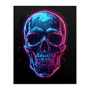 Cyberpunk Skull Neon Synthwave Glow Gamer Goth Acrylic Print