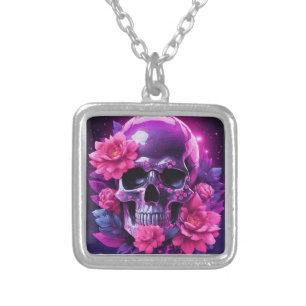Cyberpunk Skull & Roses Necklace