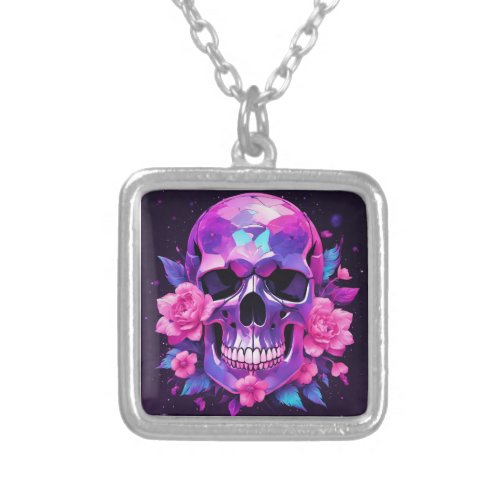 Cyberpunk Skull  Roses Necklace