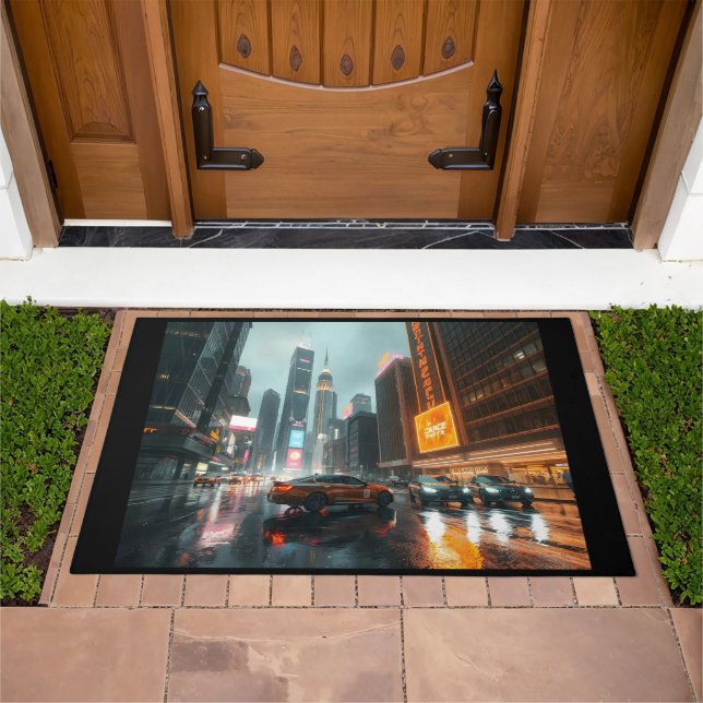 Cyberpunk Skyscrapper City Cars Doormat (Outdoor)