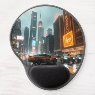 Cyberpunk Skyscrapper City Cars Gel Mouse Pad