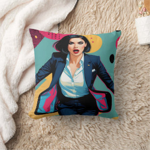 Cyberpunk Stylish Girl Pop Art Throw Pillow