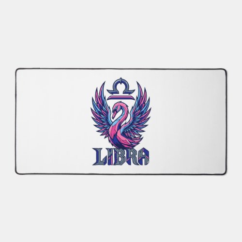 Cyberpunk Synthwave Libra Zodiac Mascot Swan Desk Mat