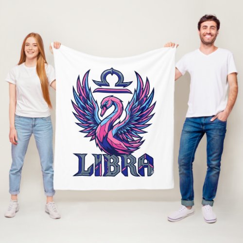 Cyberpunk Synthwave Libra Zodiac Mascot Swan Fleece Blanket