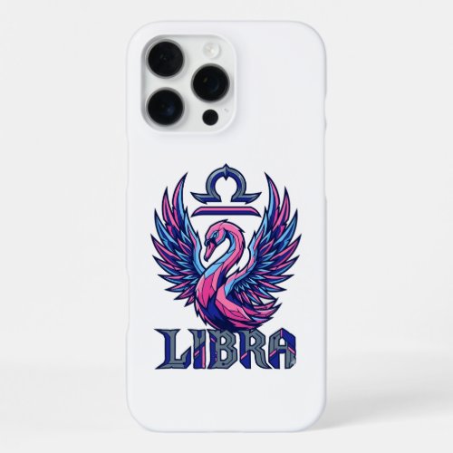 Cyberpunk Synthwave Libra Zodiac Mascot Swan iPhone 16 Pro Max Case
