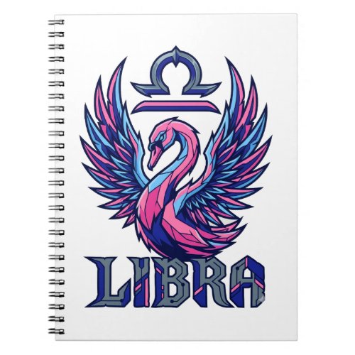 Cyberpunk Synthwave Libra Zodiac Mascot Swan Notebook