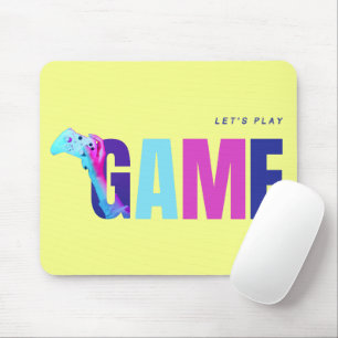 Cyberpunk Synthwave Neon Pop Art Game Quote Yellow Mouse Pad
