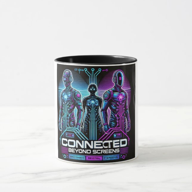 Cyberpunk Tech Friends Digital Bond Mug (Center)