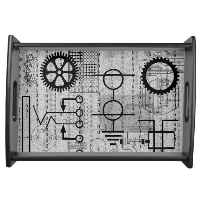 Cyberpunk Tech Geek Electronic Engineer Math Serving Tray (Front)