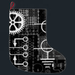 Cyberpunk Tech Geek Gear Electronic Engineer Math Large Christmas Stocking<br><div class="desc">Thanks for viewing my cyberpunk tech design! All my designs are fully customizable. Change the size, the placement of the images, and add your own text & images over mine. I offer this design on multiple products here at Zazzle but if I missed your favorite product, just ask! I'm always...</div>