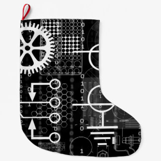 Cyberpunk Tech Geek Gear Electronic Engineer Math Large Christmas Stocking