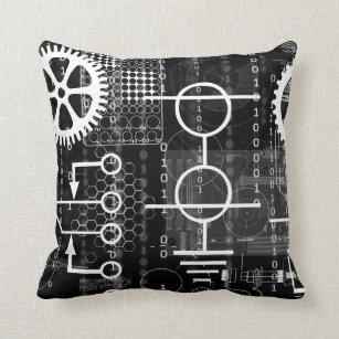 Cyberpunk Tech Geek Gear Electronic Engineer Math Throw Pillow