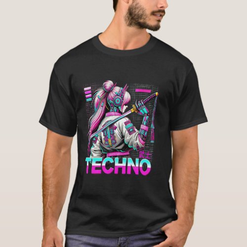 Cyberpunk Techno Gaming Girls Neon Artwork Graphic