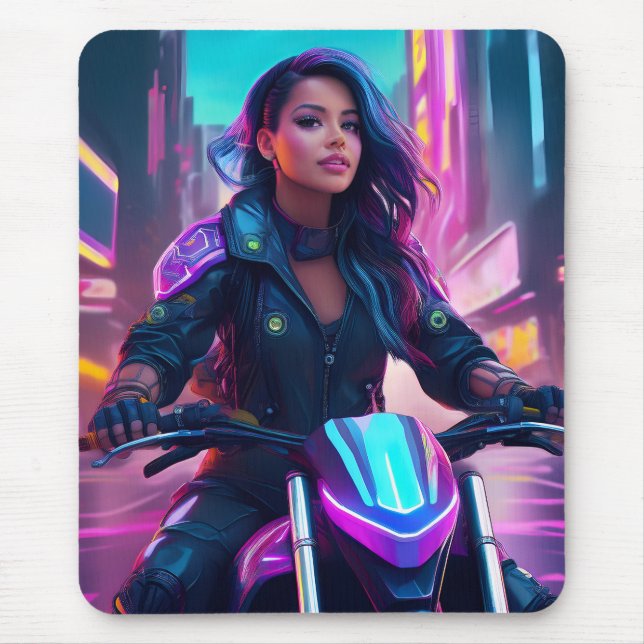 Cyberpunk Themed Girl Mousepad (Front)