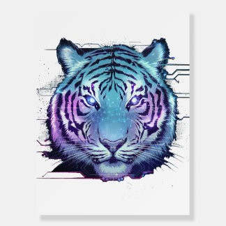 Cyberpunk Tiger Poster - Neon Circuit Animal