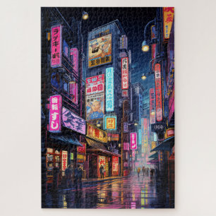 Cyberpunk Tokyo Street Neon  Jigsaw Puzzle