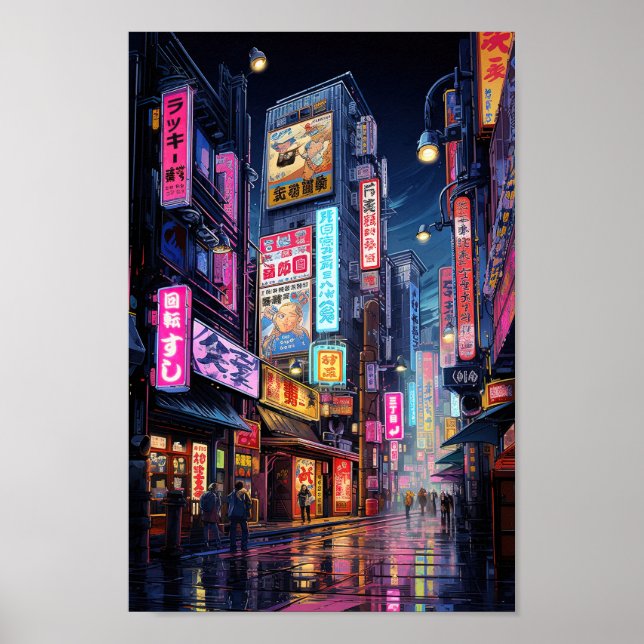 Cyberpunk Tokyo Street Neon  Poster (Front)