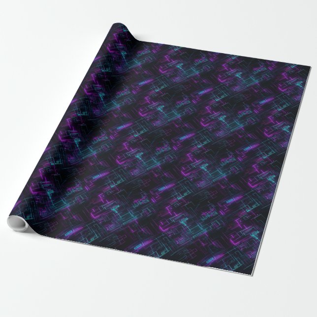 cyberpunk vaporwave synthwave retro dubstep edm wrapping paper (Unrolled)