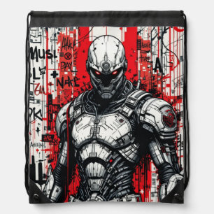 Cyberpunk Warrior Graffiti Drawstring Backpack