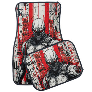 Cyberpunk Warrior Graffiti – Full Set of Car Mats 