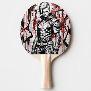 Cyberpunk Warrior Graffiti Ping Pong Paddle –