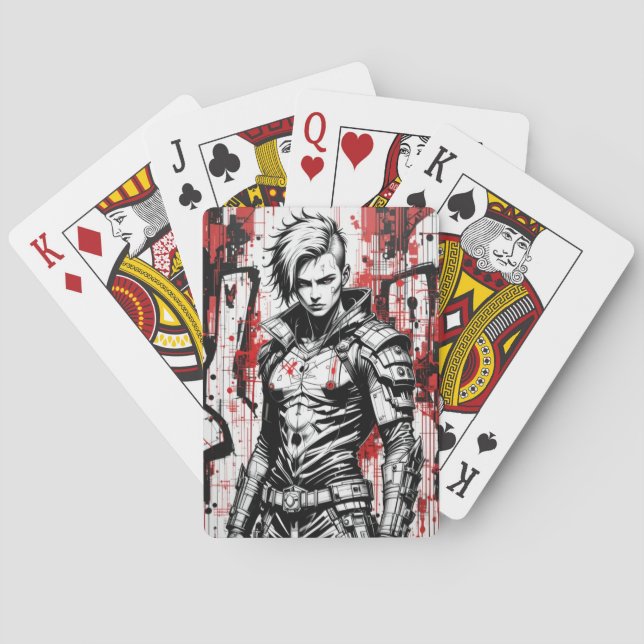 Cyberpunk Warrior Graffiti playing cards (Back)