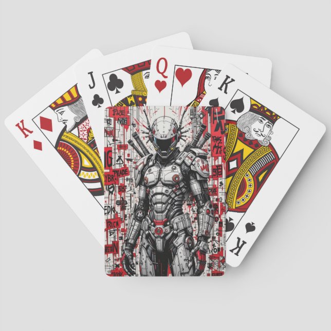 Cyberpunk Warrior Graffiti playing cards (Back)