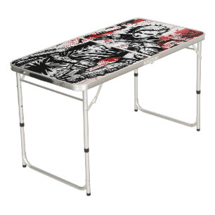 Cyberpunk Warrior Graffiti Pong Table