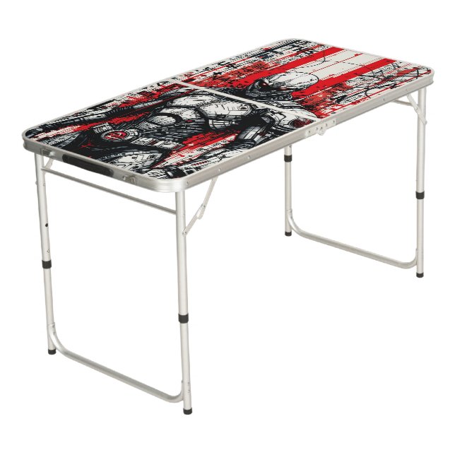 Cyberpunk Warrior Graffiti Pong Table (Angled)