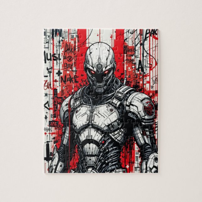 Cyberpunk Warrior Graffiti – Puzzle (Vertical)