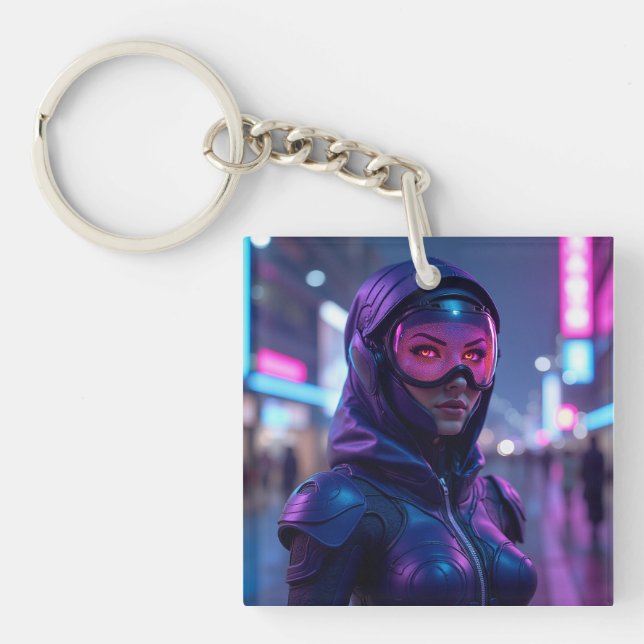 Cyberpunk Warrior Keychain (Front)
