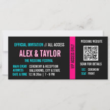 Cyberpunk Wedding Invitation Ticket | Neon VIP