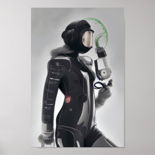 Cyberpunk Welding Girl Poster