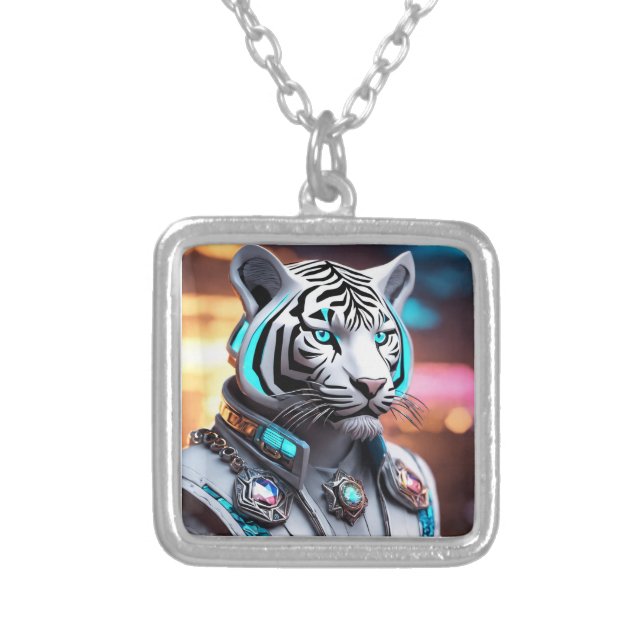 Cyberpunk White Tiger  - Necklace (Front)